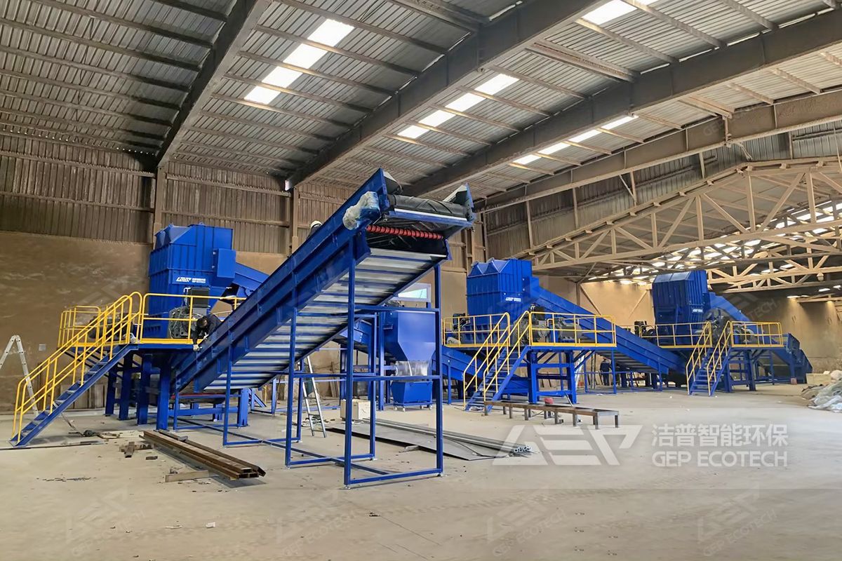 三級雙軸廢紡破碎生產(chǎn)線