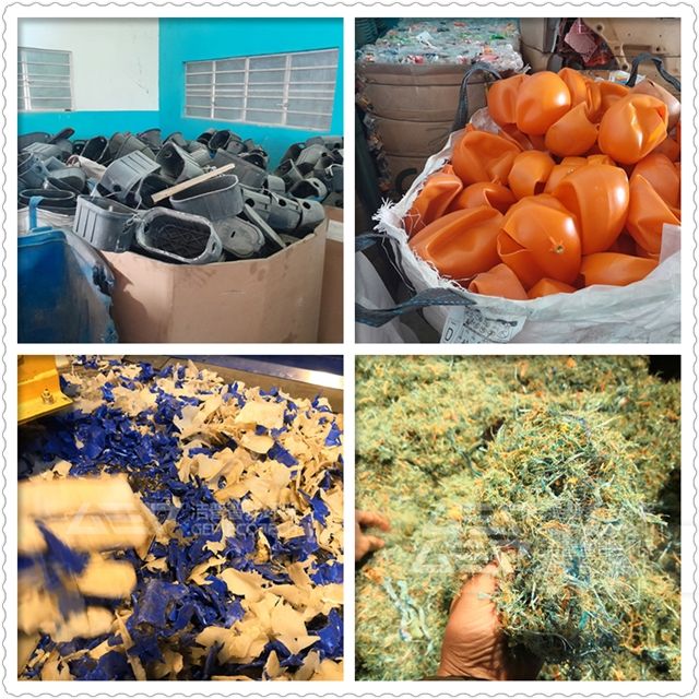 塑筐原料和破碎后成品對(duì)比圖