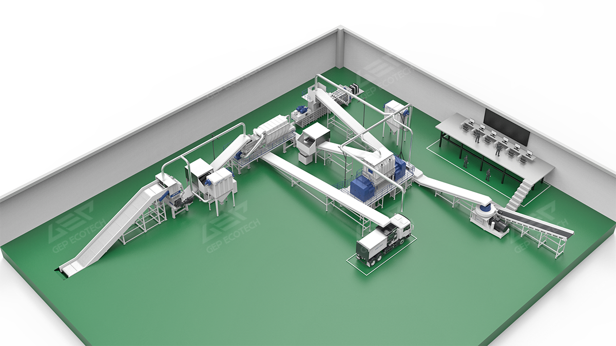 RDF生產(chǎn)線雙軸+重型單軸工藝示意圖